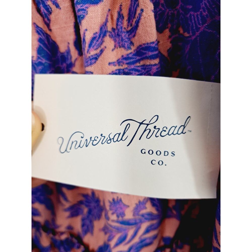 Universal Thread New Womens Top Sz Small Purple Pink Floral Shoulder Ties Cotton - Picture 4 of 6